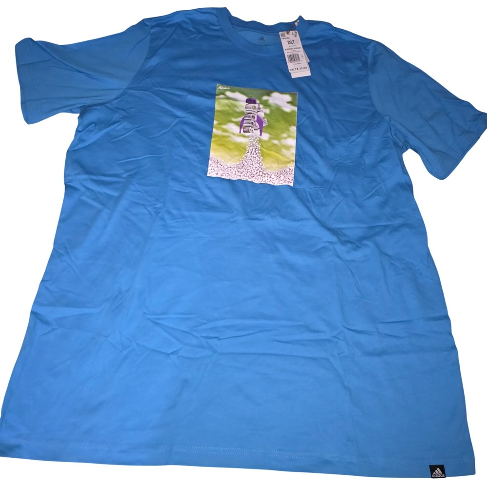 Adidas Mens M Boost Rocket Graphic T-Shirt Pulse Blue HK6760 Size 2XLT NEW